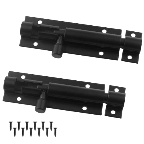 Bivethoi 3 Inch Black Barrel Bolt Latch - 2 Pack Secure Door Lock Hardware