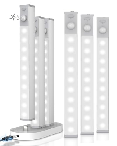 GOODEA 7-Inch Under Cabinet LED Lighting with Charging Station - Cold White, 6 Pack