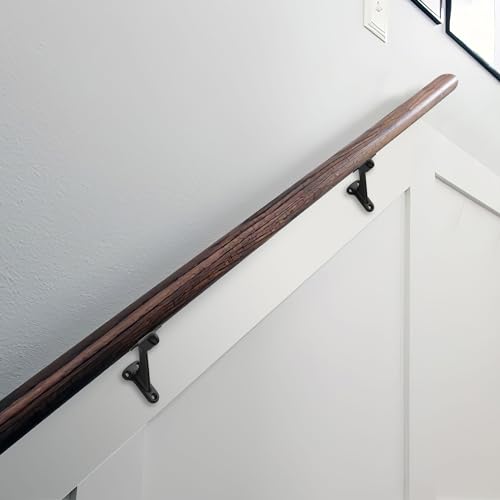 Khtumeware 6 Pack Matte Black 3 Inch Heavy Duty Hand Rail Brackets for Stairways & Home
