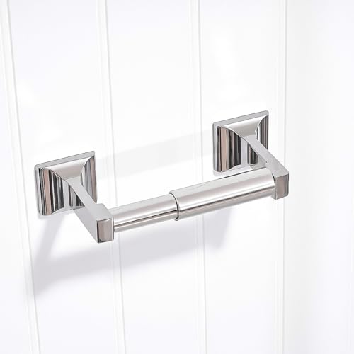 Toilet Paper Holder with Spring Loaded Replacement Rod Universal Stick Roller for Bathroom Wall Tissue Paper Roll Holders Chrome Plastic Extender Slot Machine Style