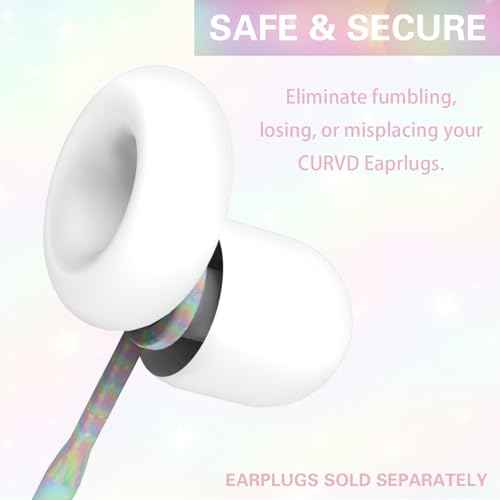 Earplug Lanyard with Magnetic Tug-Resistant Safety Cord, Flexible Silicone Lanyard with Most Earplugs with Removable Tips Compatible(Rainbow)