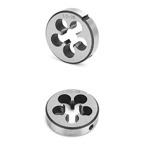 QWORK 1/2" - 28 Tap and Die Set, with Round Die 22LR 223 5.56 9mm, High Speed Steel Right Hand Thread Tap Tool