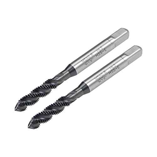 uxcell M5 x 0.8 Spiral Flute Thread Tap, Metric Machine Threading Tap HSS Nitriding Coated, Round Shank with Square End, H2 Tolerance, 2pcs