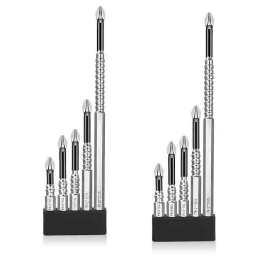 High Magnetic Screwdriver Drill Bit Set, 10PCS Magnetic Drill Bits Anti-Slip Set, 50 65 70 100 150MM Magnetic Screwdriver Bits, Strong Magnetic Durability Screwdriver Drill Bit Set