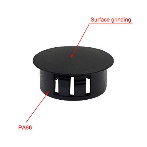 10mm (3/8") Black Plastic Hole Plugs - 60 Pack for Furniture & Equipment