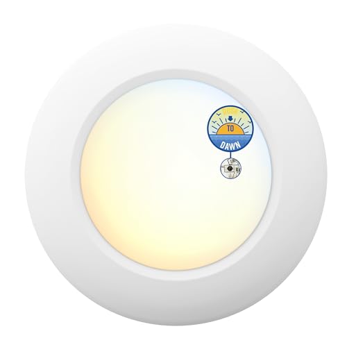 JULLISON 6 Inch LED Disk Light with Dusk to Dawn Sensor, 5CCT, 1000LM, White