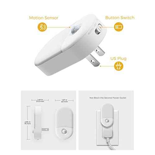 L LOHAS LED Motion Sensor Night Light, 2Pack, Motion Activated Night Light, Night Lights Plug into Wall Motion Sensor, 3000K Warm White, Adjustable Brightness 30/60LM, for Kids Adults Bathroom Bedroom