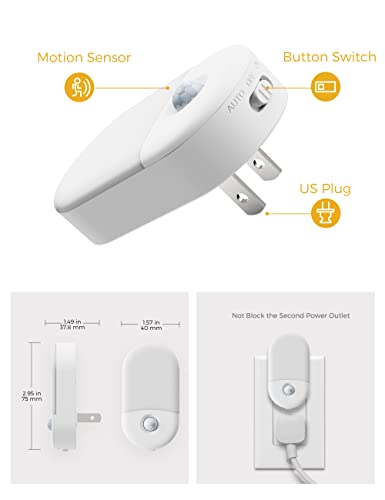 L LOHAS LED Motion Sensor Night Light - Soft White, 2 Brightness Levels, Auto/On/Off Modes