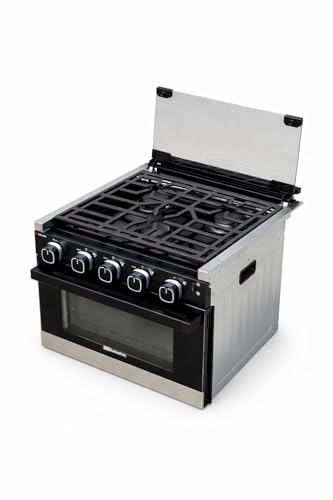 Trailerfix 17-Inch RV Stove Oven Range with LED Knobs & Cast Iron Grate