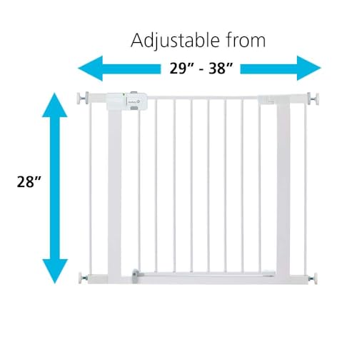 Safety 1st Easy Install Walk Thru Baby Gate for Doorways, Gate With Door, Dog Gates, Fits 29"-38", Easy Install 28" Tall, White