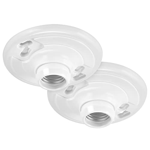 Maxxima Keyless Plastic E26 Lamp Holder Socket - Medium Base, 2 Pack, No Outlet