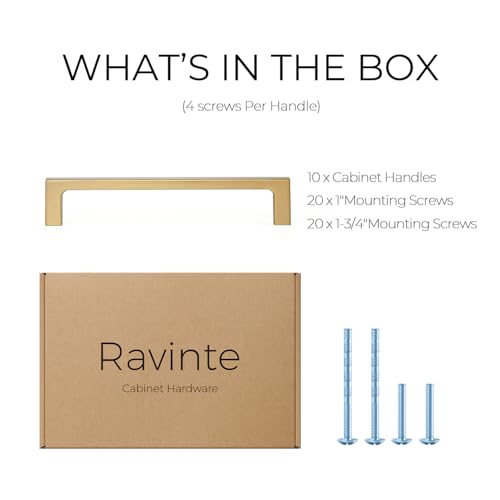 Ravinte Champagne Bronze 5 Inch Square Kitchen Cabinet Handles 10 Pack