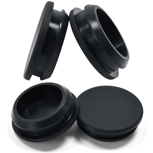 Black Silicone Rubber Plug 32 mm - Fits 32-33 mm Round Holes, 4 Pack