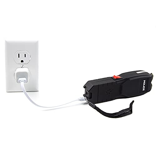 POLICE Stun Gun for Self Defense 2101 ? High Voltage Rechargeable with LED Flashlight & Siren Alarm ? Compact & Heavy Duty ? Personal Security for Women & Men ? Black