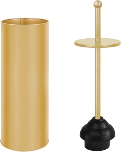Zahari Home Gold Toilet Plunger with Holder - Heavy Duty Cleaning & Strong Suction