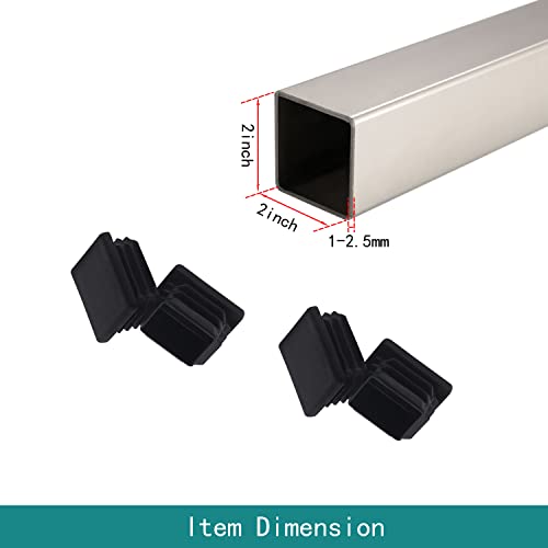 2-Inch Square Tubing End Caps Black Plastic Fence Post Covers 10 Pack