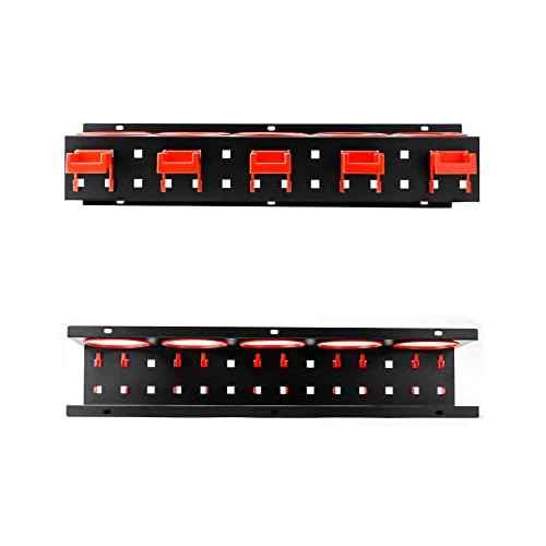 QWORK Wall-mounted Spray Bottle Holder, 2 Pack Aerosol Can Rack Organizer - 5 Holes and 5 Plastic Hooks Included for Tidying Up Your Cleaning and Detailing Tools