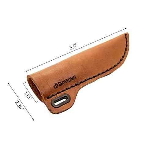 BeaverCraft Knife Leather Sheath SH1 6" x 2.4" - Genuine Leather Case for Fixed Blade Knives - Brown Knife Sheath - Knives Holster Fits up to 3.5"