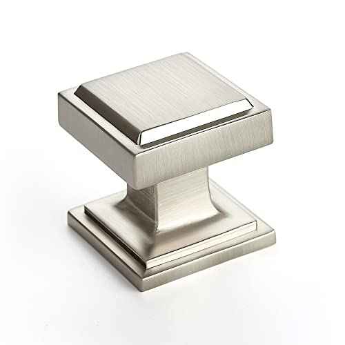 Ravinte 30 Pack Brushed Nickel Square Kitchen Cabinet Knobs,Zinc Solid Drawer Pulls,Farmouse Cabinet Handles for Cupboard, Closet, Dresser and Bathroom, Modern Cabinet Hardware for Cabinets