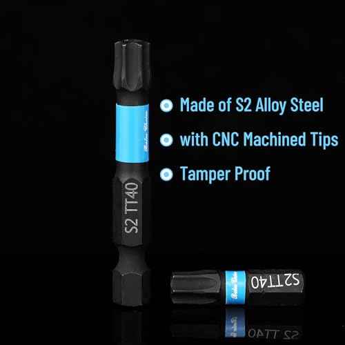 Bates- Impact Torx Bit Set, 27 pcs, 1" and 2" Long, 1/4" Hex Shank TT7-TT40, Security Torx Bit Set, Tamper Proof, Magnetic Holder and Storage Case