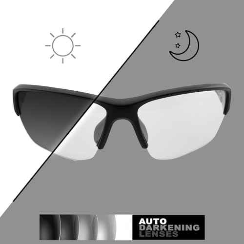 Global Vision Hercules 7 Auto-Darkening Photochromic Safety Sunglasses Clear to Smoke Lens ANSI Z87.1 Transitional Glasses