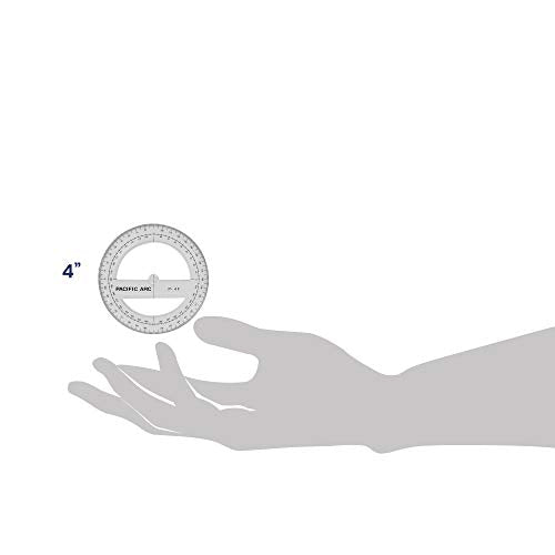 Pacific Arc 4-Inch 360° Protractor - Clear Plastic, Easy Read Graduations, Pocket Size