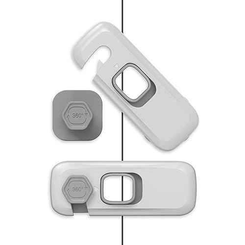 5Pcs Kids Security Refrigerator Locks.Protective Self Adhesive Latches.Pinch Proof Lock for Toddlers and Children.Ideal for Refrigerators,Cabinets,Drawers,Wardrobes and Freezers (Grey)