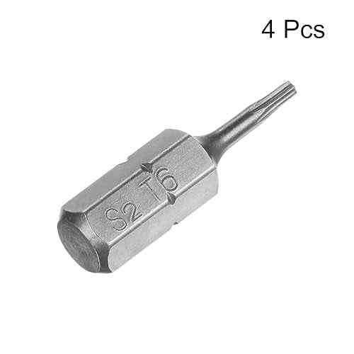 uxcell Torx Bits 1/4 Inch Hex Shank 25mm Length Magnetic Screwdriver T6 Screw Driver Bit S2 Alloy Steel 4pcs