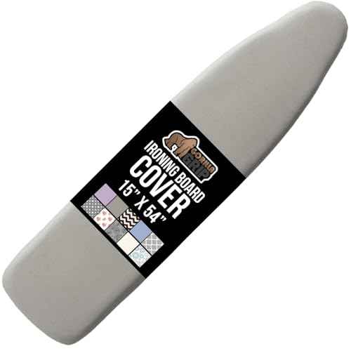 GORILLA GRIP The Original Ironing Board Cover and Pad, Silicone Coating, Thick Scorch Resistant Padding, Heavy Duty Iron Covers Standard Boards, Hook and Loop Fastener Strap, Silver, 15x54