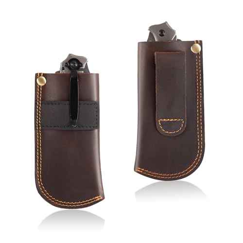 Leather Knife Sheath for Belt,Pocket Knife Holder,Heavy Duty Folding Knife Sheath Belt Holder,Knife Holster EDC Knife Case Folding Pocket Knife sheaths Gift for Men.