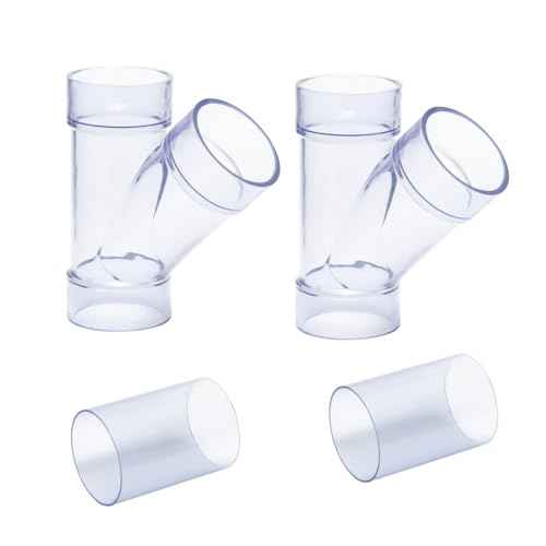POWERTEC 2-1/2 Inch ID Y Fitting for 2-1/2 Inch OD Dust Collection Pipes, Adapters and Fittings with Splice for 2 1/2 Inch ID Dust Collection Hose Connector, 2 sets (70320-P2V)