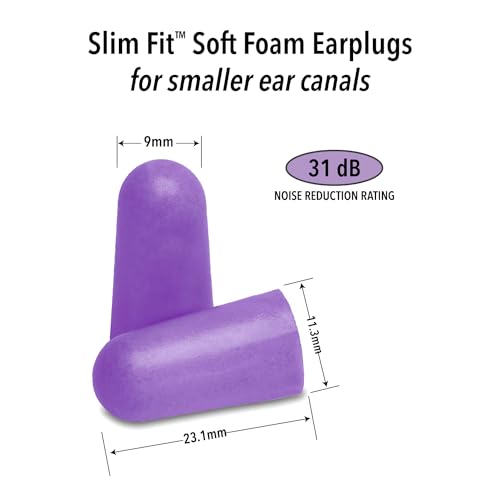 Mack's Slim Fit Soft Foam Earplugs, 10 Pair - Small Ear Plugs for Sleeping, Snoring, Traveling, Concerts, Shooting Sports & Power Tools | Made in USA