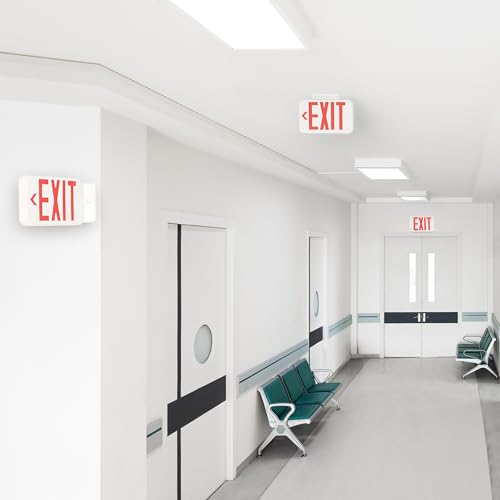 Amazon Basics 1-Pack LED Emergency Exit Sign Double Face UL Certified Fire Retardant Battery Backup