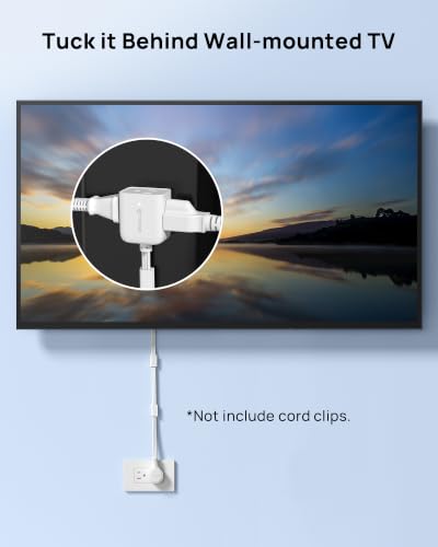 TROND 3 ft Rotating Flat Extension Cord No Surge Protection White