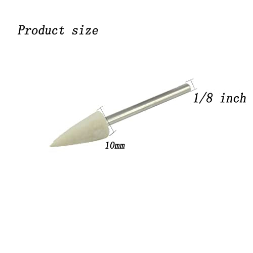 Luo ke 10mm Wool Felt Polishing Bits - 1/8'' Shank Conical Shape Wool Felt Buffing Polishing Points for Dremel Rotary Tool (Pack of 12)