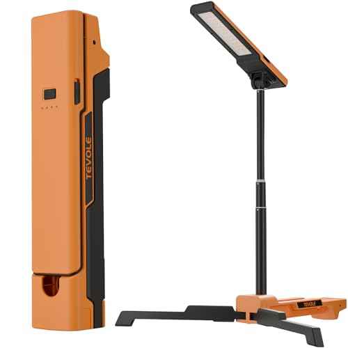 LED Work Light with Stand Foldable Tripod Lighting 1500LM Adjustable Stand for Construction, Outdoor, DIY Camping, Gift for Man Fathers Day, IP54 Waterproof, Rechargeable Battery with Type-C Charging