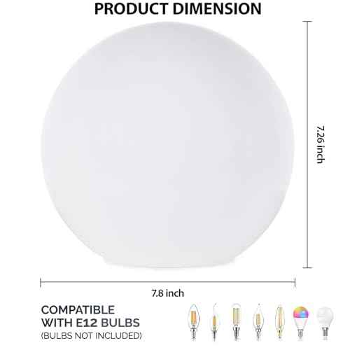 7.8 Inch Ball Table Lamp with Glass Shade Stylish Ball Light Lamp for Bedroom Living Room and Bookshelf Modern Design Perfect for Home Decor, Without Bulb