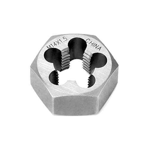 QWORK Metric Hex Die Rethreading Die, M14 X 1.5mm Carbon Steel Machine Thread Die, for Mold Machining, Steel, Cast Iron, Copper
