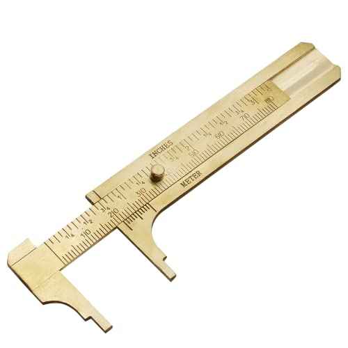 Brass Pocket Vernier Caliper Ruler, Sliding Gauge Mini Vernier Caliper Double Scales MM/Inch Measuring Tool (80mm)