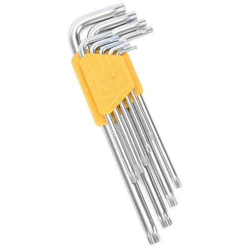 Torx Wrench Set Star Key Cr-V ? 9PCS Torx Allen Key Set, T10?T50, Chrome Vanadium Steel, Silver Finish, Long Arm, for Electronics, Furniture Screws, Automotive Fixes