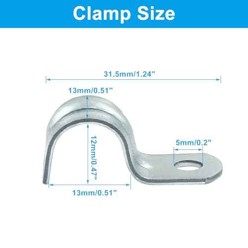 Biaungdo 30 Pcs M12 Rigid Pipe Strap, 1/2 Inch Zinc Plated Steel One Hole Strap Bracket Pipe Clamps Heavy Duty Conduit Clamps Tension Tube Clip Cable Clamp Hanger for Conduit, Pipe Fixing