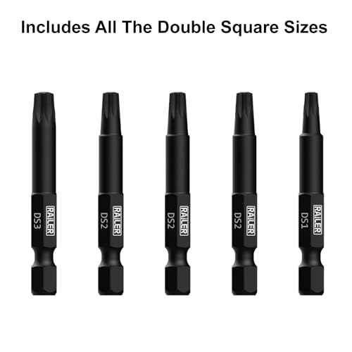 Railer Double Square 8 Point Star Bit Set, 5pc S2 Steel 2 Inch 8 Spline Fastener Drive Bit Set with Storage Bit Holder
