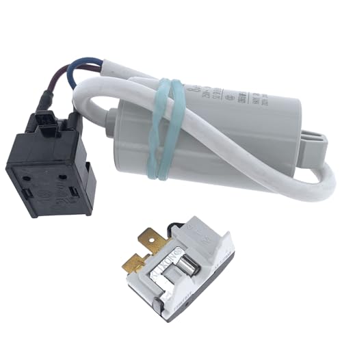 4.7 Ohm 3-Pin PTC Starter Relay Kit for Mini Fridges & Beer/Wine Coolers with Overload & 8µF Capacitor