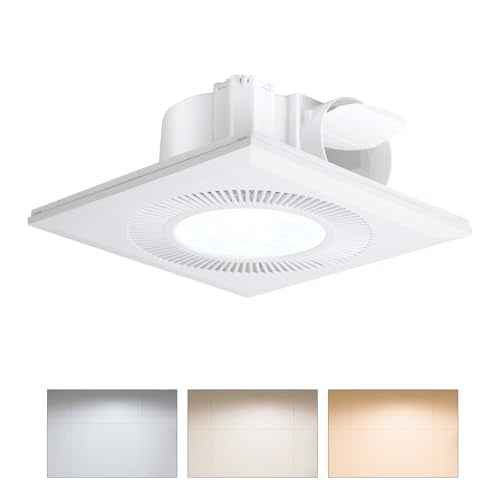 Bathroom Vent Fan with Light, Bathroom Exhaust Fan with LED Light Adjustable, Quiet 1.0 Sones Three Color Temperatures 2700k/4000k/5700k, 110 CFM,Ceiling Mount Ventilation for Home/Bath/Office