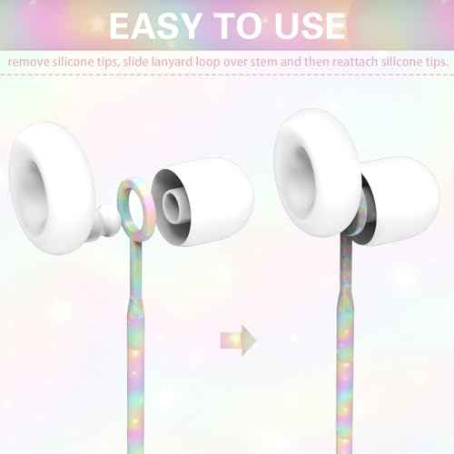 Earplug Lanyard with Magnetic Tug-Resistant Safety Cord, Flexible Silicone Lanyard with Most Earplugs with Removable Tips Compatible(Rainbow)