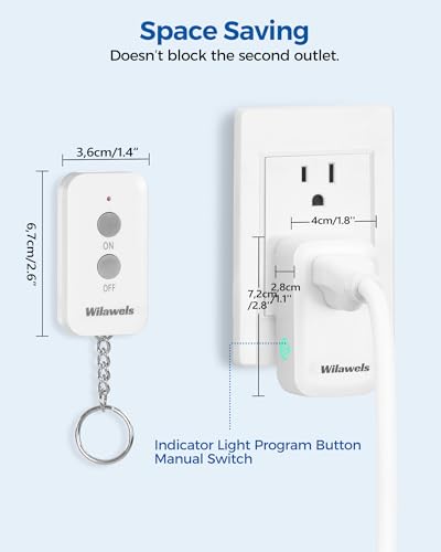WILAWELS White Wireless Remote Control Outlet Plug - 1 Remote + 1 Socket