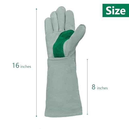 Welding Gloves 16 Inches 2 Pack,Heat Resistant Oven Mitts, 932¢µ - Fireproof Leather Work Gloves for bbq/Grill, Baking,Furnace,Stove,Pot Holder,Fireplace, Animal Handling, Welding Accessories.
