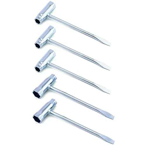 QWORK Combination Screwdriver & Wrench, 5-Pack 13 x 19mm Chainsaw Scrench T-Wrench Spanner Tool, for Saws Chains Nuts Spark Plug