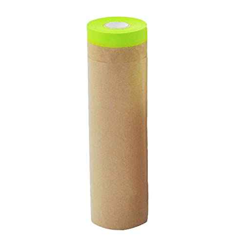 AZH Pre-Taped Masking Paper 18in x 50Ft Masking Paper with Adhesive for Painting, Tape and Drape Paint Adhesive Protective Paper Roll for Automotive Furniture Wall Protection