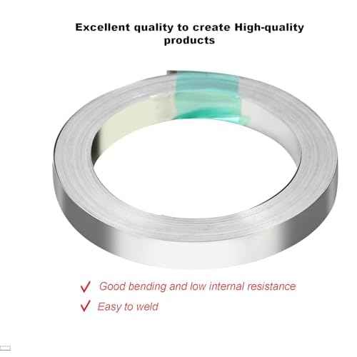 Nickel Strips for Battery Welding, 0.15mm Thickness, 7mm Width, 10m Roll - Durable Nickel Tape for Lithium Ion Battery Pack Assembly and Spot Welding
